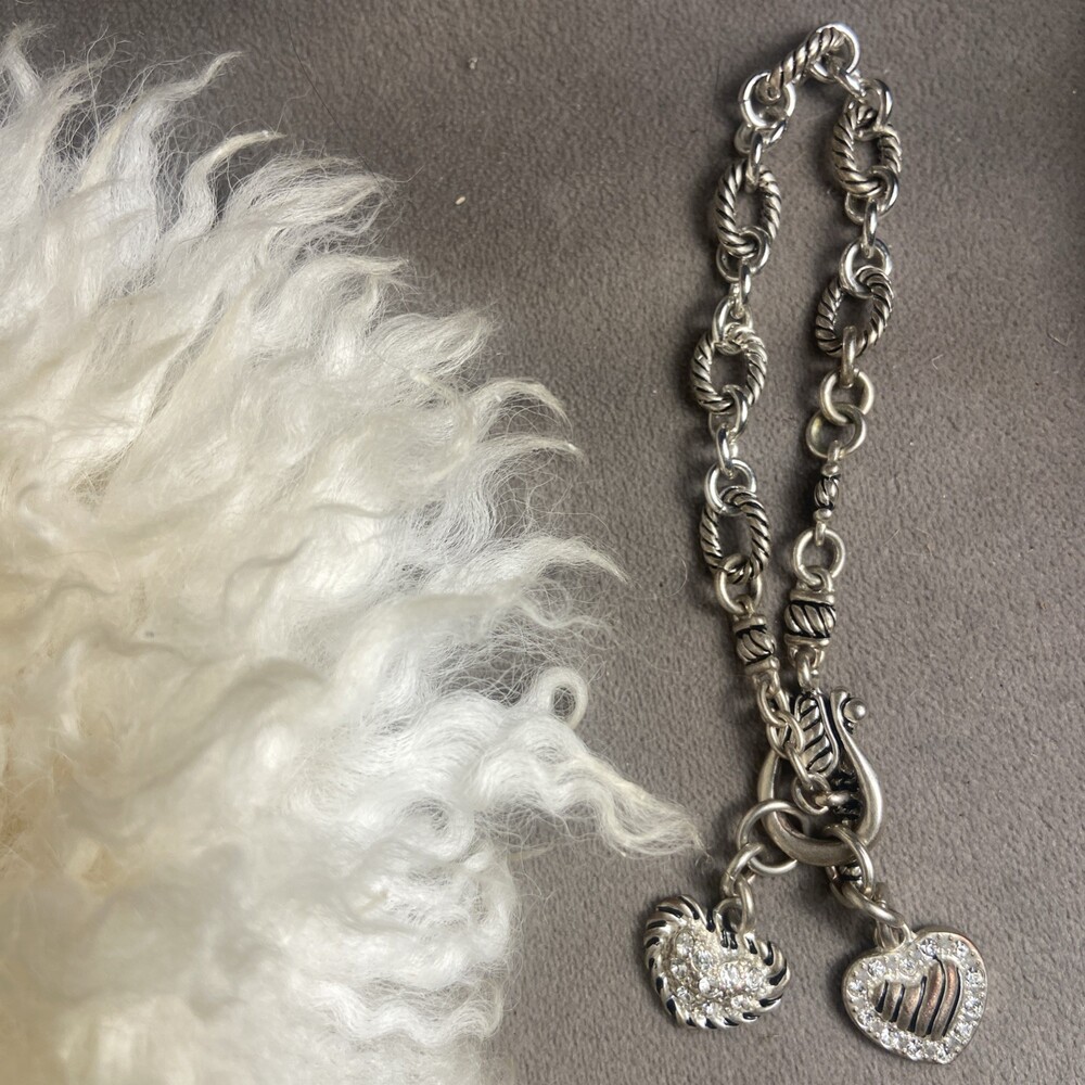 Vintage Silver stone charm Hearts Premier Designs Bracelet